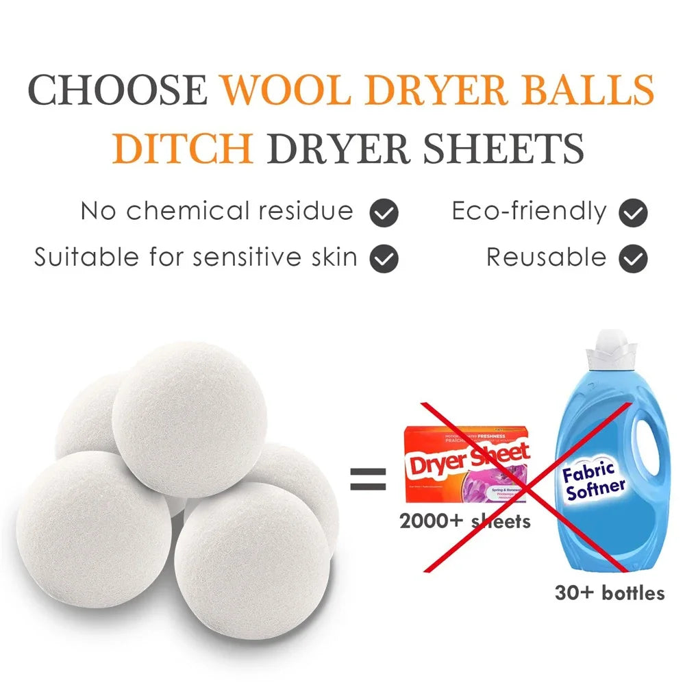 Organic Natural Wool Dryer Balls – Reusable, Chemical-Free Alternative to Toxic Dryer Sheets